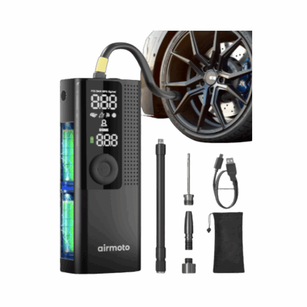 Tire Inflator Portable Air Compressor - Cordless Air Pump For Car Tires with Digital Pressure Gauge
