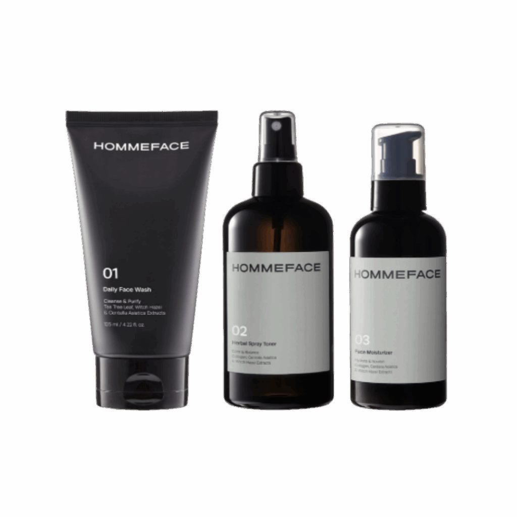 HommeFace Daily Trio Skin Care Set for Men, 3-Step Routine