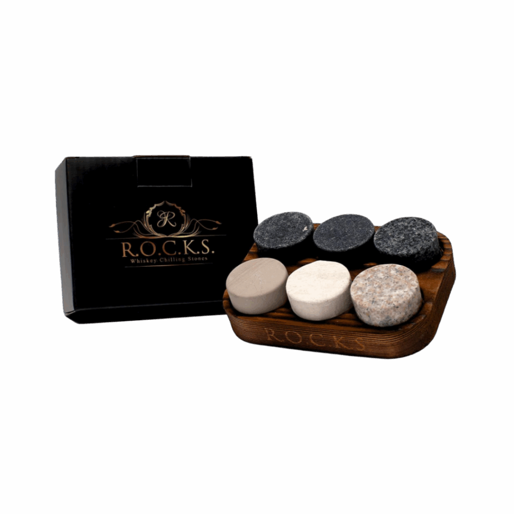 Whiskey Chilling Stones - Set of 6 Handcrafted Premium Granite Round Sipping Rocks