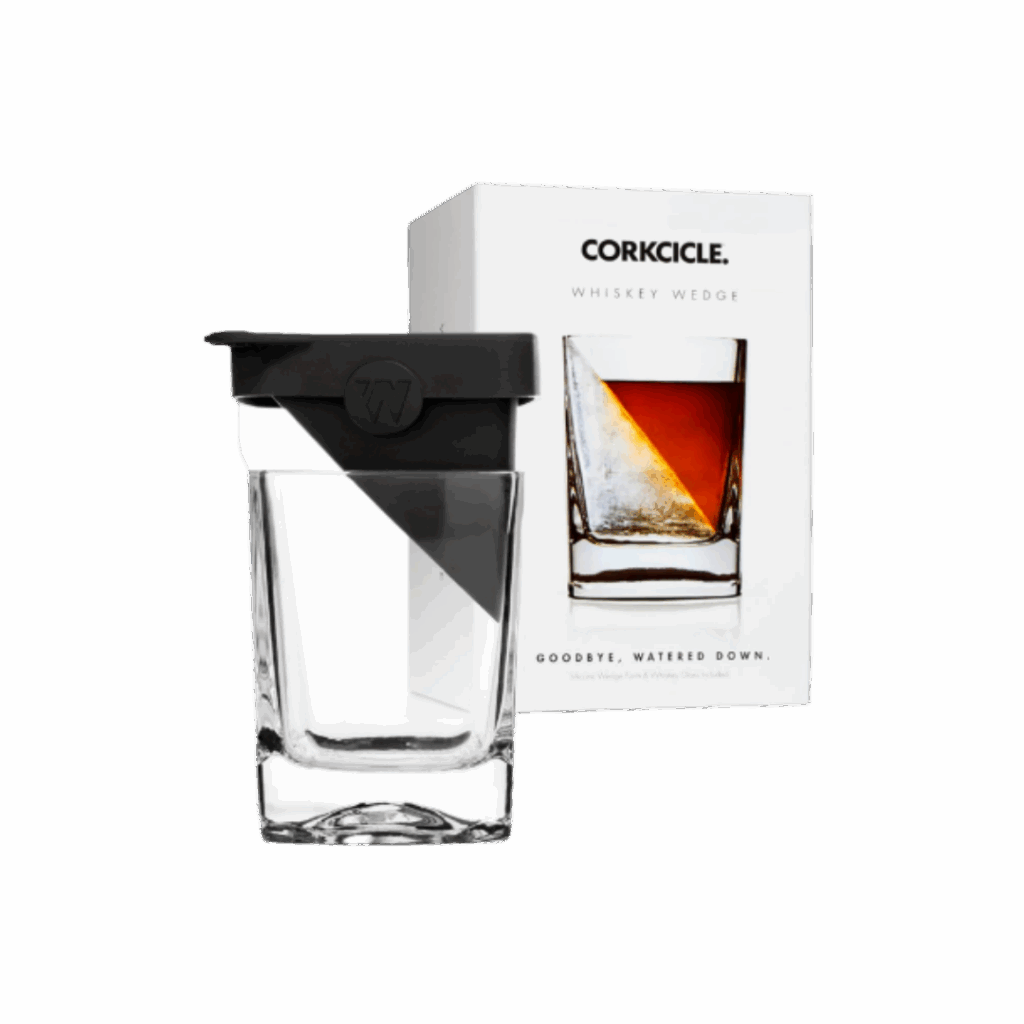 Corkcicle Premium Whiskey Wedge Old Fashioned Glass with Silicone Mold