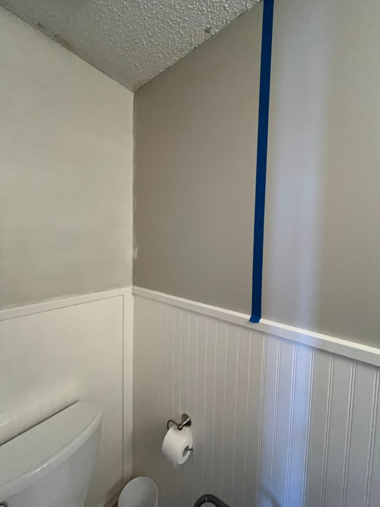 half bath taping wall for grasscloth technique
