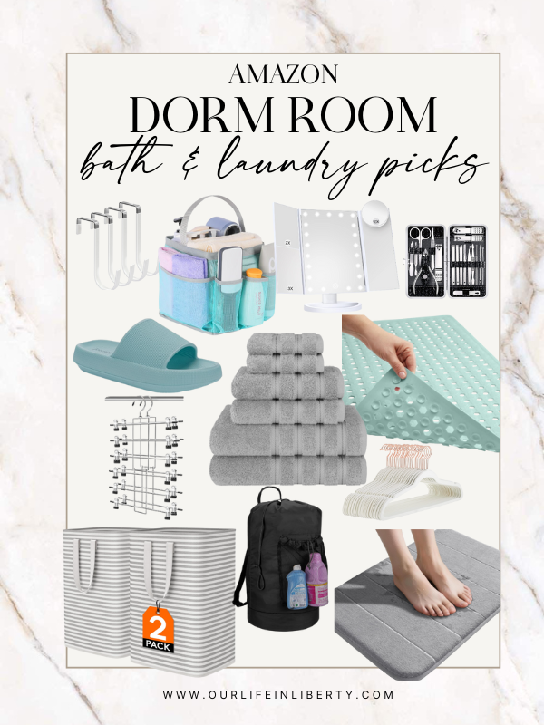 Dorm Room Essentials – simplify back-to-school shopping for college move-in Amazon Dorm Room Bath and Laundry Back to School